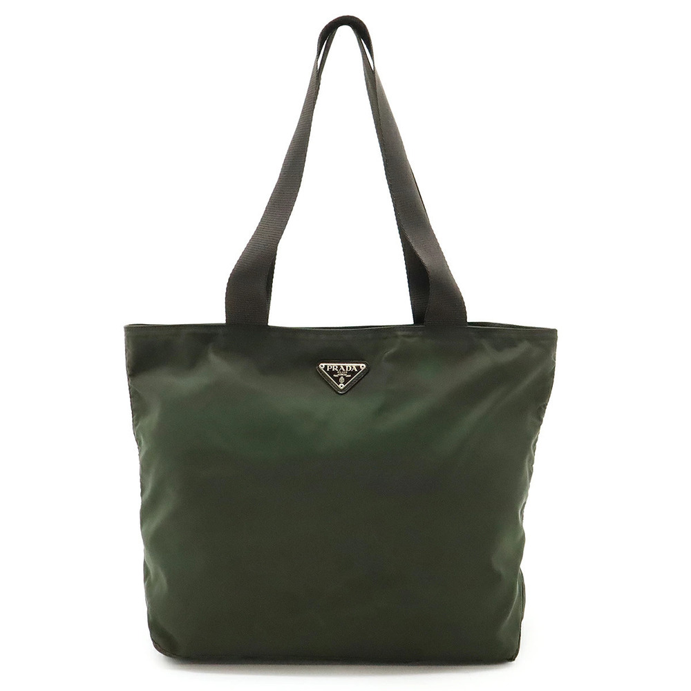 Prada Triangle Tote Tessuto Saffiano Bag Shoulder Leather EBANO Dark Brown